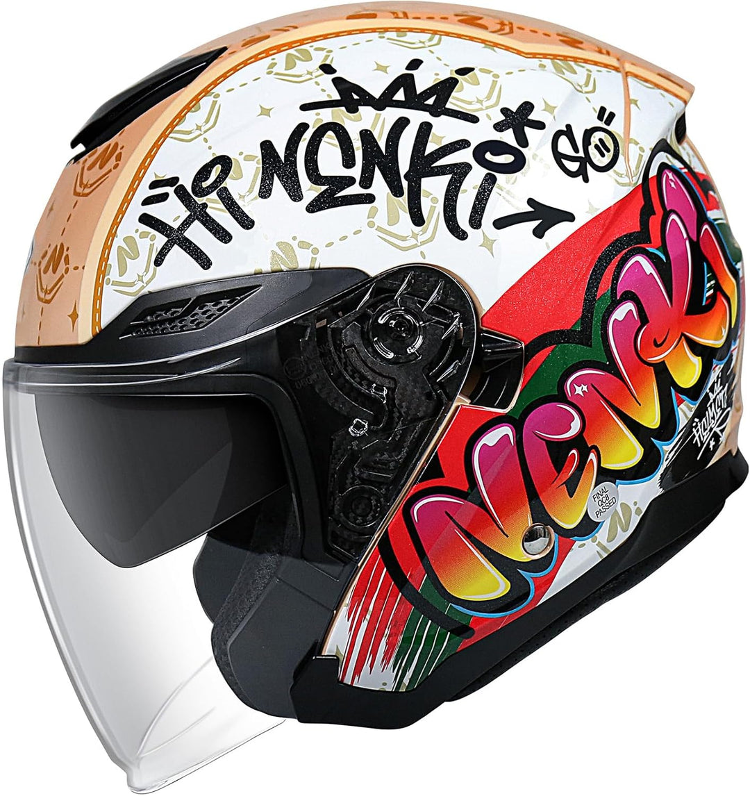 NENKI Jethelme Halbhelme Rollerhelm Sturzhelm Chopper Helm,Motorradhelm ECE 22.06 mit Doppelvisier S