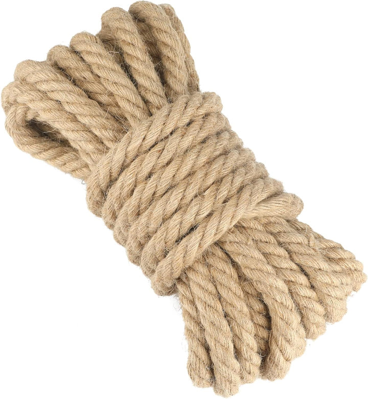 G2PLUS 16mm Dicke Juteseil, 10m Garten Hanfseil, Braun Juteseil zum Katzen Kratzbaum, 16mm Rustikal