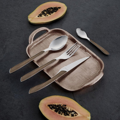 Amefa ECLAT Besteck Set | NATURE dunkles Holz | Essbesteck 24-teilig für 6 Personen | Edelstahl rost