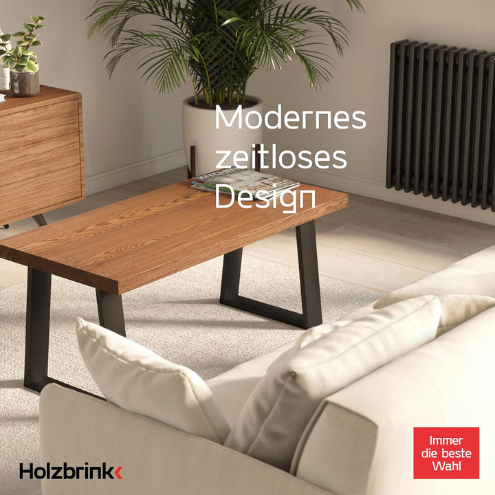 HOLZBRINK Tischbeine Trapez für Esstisch/Schreibtisch, 50/70x72cm, Schwarz, 1 Stück, HLT-20-C-EE-900