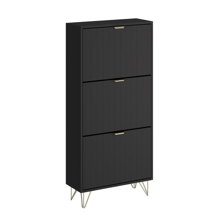 Vicco Schuhschrank Helge, Schuhregal, Schwarz, 60 x 128.5 cm 3 Fächer, Schwarz
