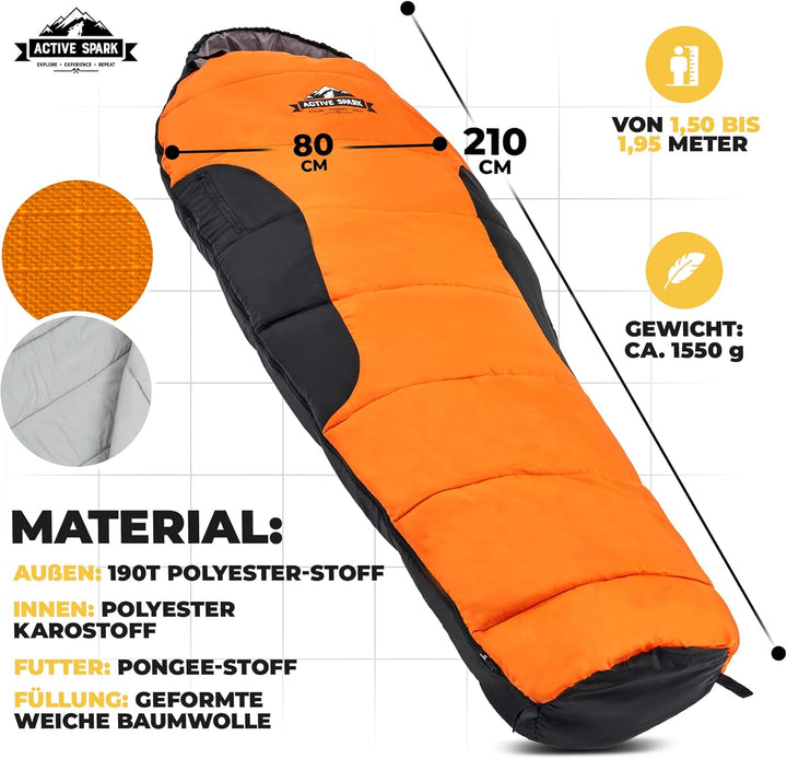 Schlafsack Winter - 3 Jahreszeiten & Sommer, Wasserabweisend & Atmungsaktiv, Nie mehr kalte Füsse Da