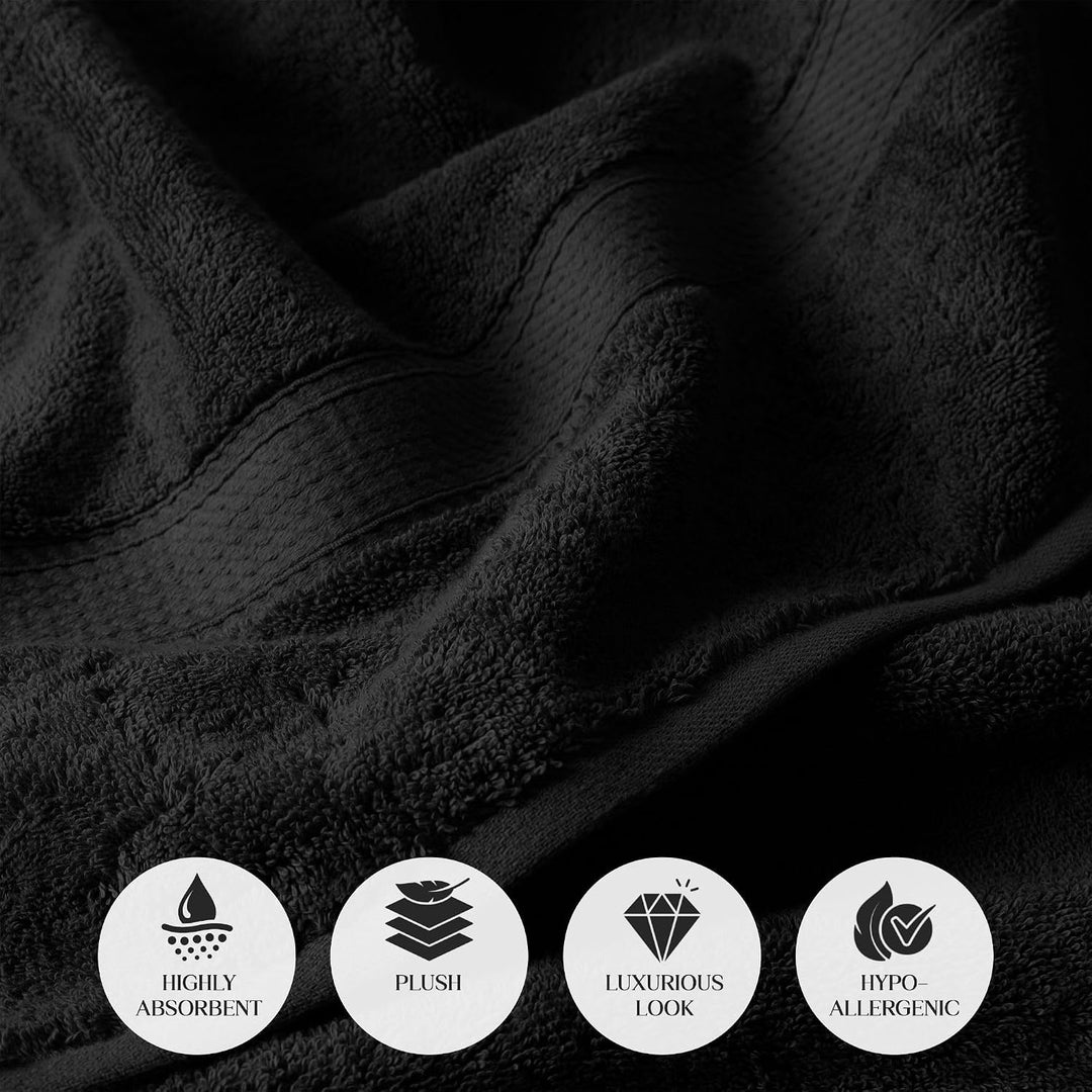 SUPERIOR - Handtuchset, Baumwolle, schwarz, 900 Gramm, 3-teilig, Schwarz