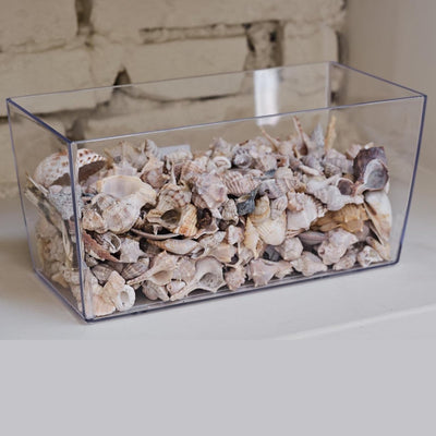 Rechteckiger Blumentopf aus transparentem Kunststoff, als Pflanzkasten oder Blumenkübel geeignet (3,