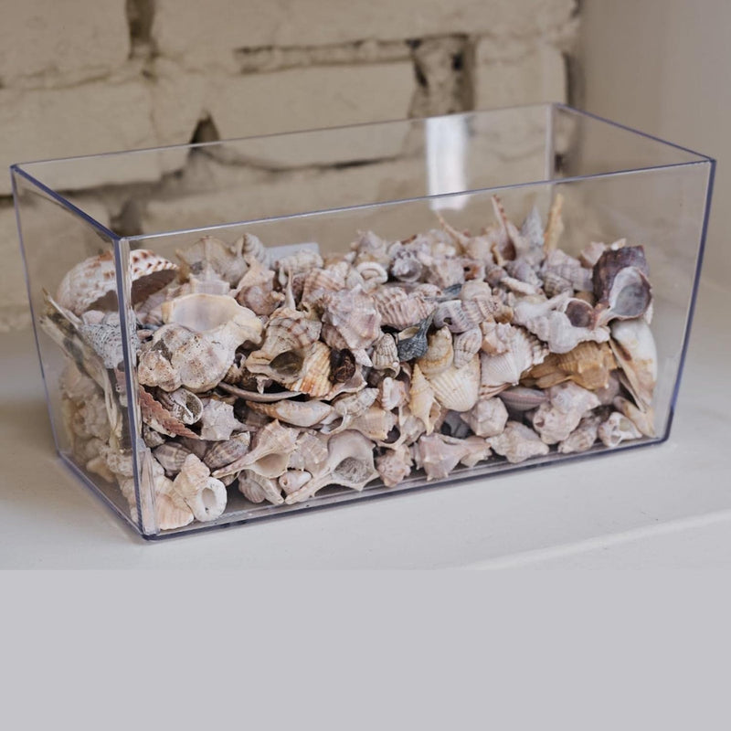Rechteckiger Blumentopf aus transparentem Kunststoff, als Pflanzkasten oder Blumenkübel geeignet (3,