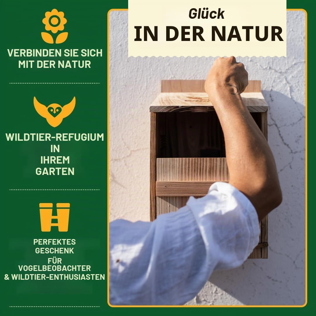 WildYard Turmfalke Nistkasten aus Zedernholz - Rustikal - Vormontierter grosser Eulenkasten mit Rein