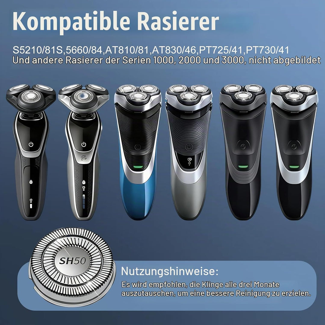 Ersatzköpfe SH50 im 6er-Pack, kompatibel mit Norelco Rasierern der Serie 5000 – Verbesserung mit lan