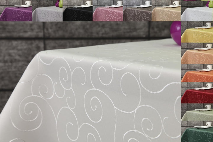 First-Tex Ornament Damast Tischdecke eckig 160x220 Creme*, 160x220 Creme
