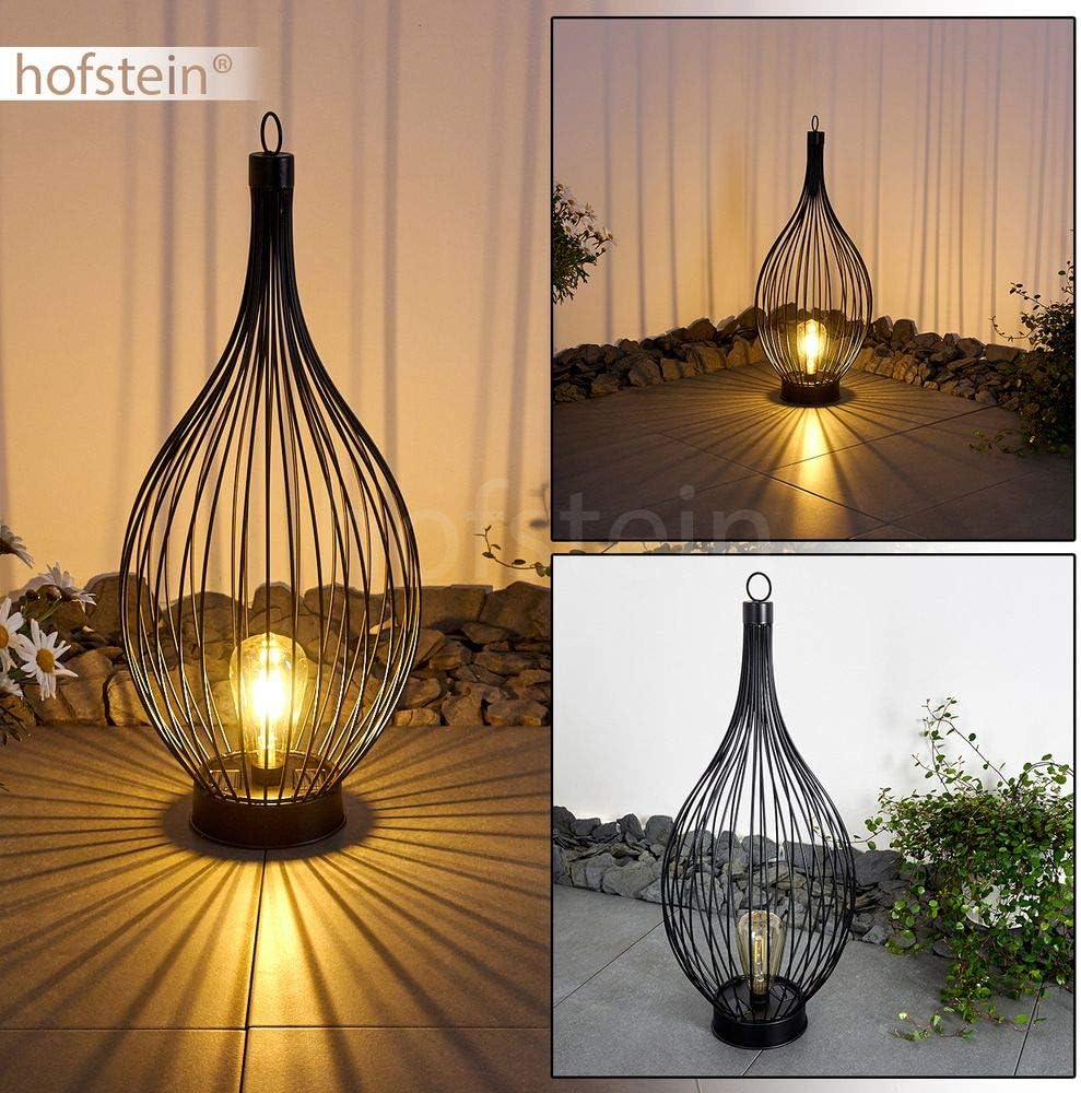 HOFSTEIN LED Solarleuchte Pasadena aus Metall in Schwarz, Aussenlampe mit An-/Ausschalter am Gehäuse