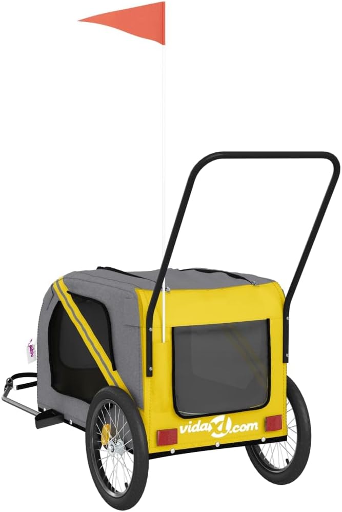 vidaXL Fahrradanhänger Hunde Hundeanhänger Hundetransporter Oxford-Gewebe Eisen Gelb 134 x 68 x 72 c