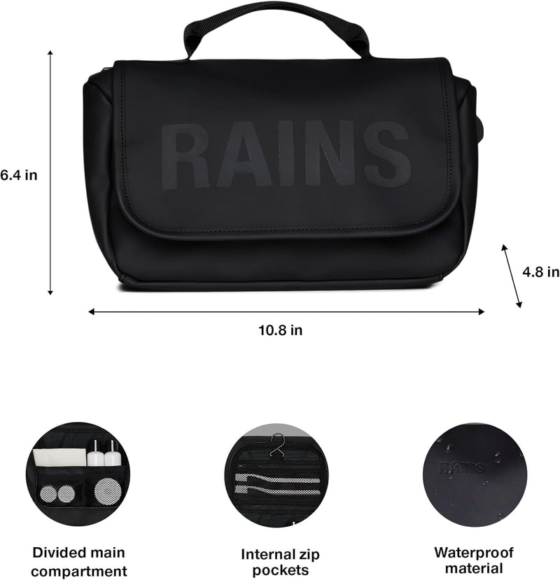 RAINS Beauty Texel Wash Bag, Schwarz, Schwarz