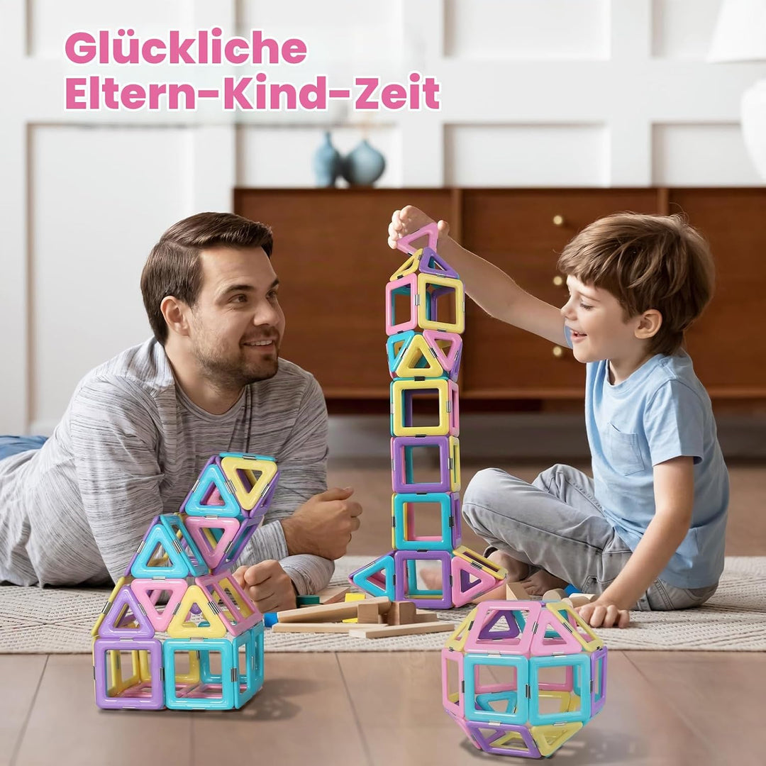 ECHOCUBE Magnetische Bausteine, 40 Stück magnetische Kacheln Konstruktionsspielzeug für Kinder, Krea