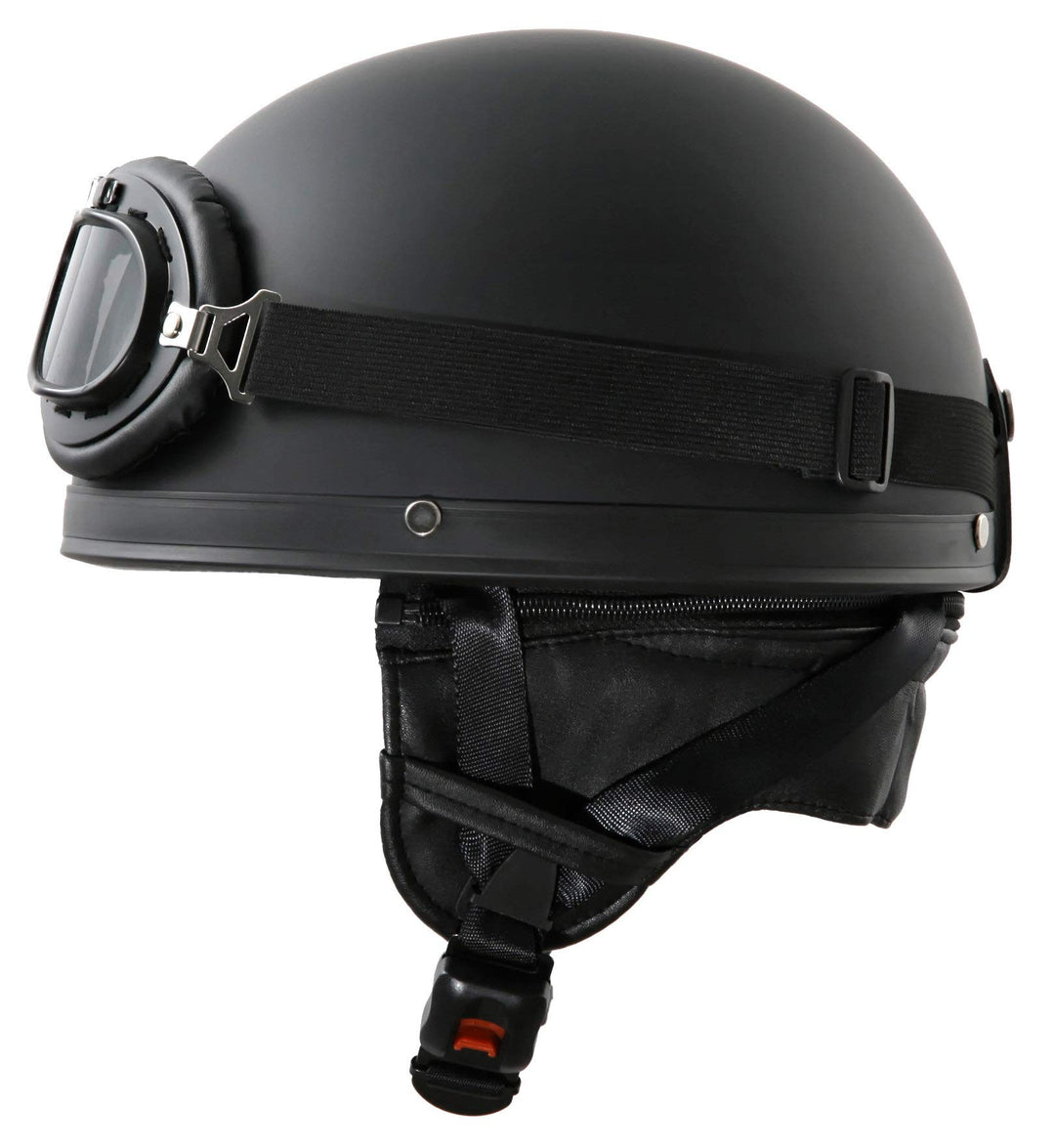 Oldtimer Motorradhelm mit Brille Grösse: XS 53/54cm, Schwarz matt XS 53/54cm Schwarz matt, XS 53/54c