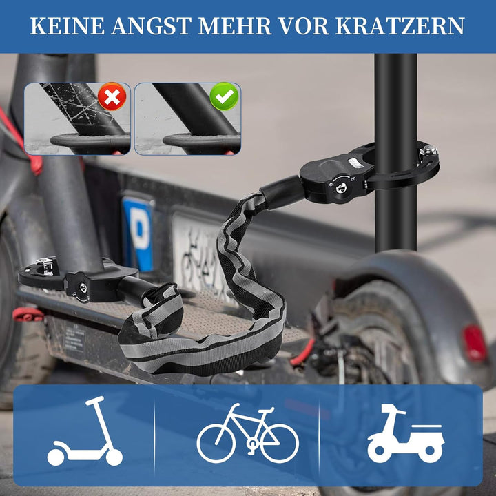 E Scooter Schloss, Fahrradschloss für E-Scooter, Handschellenschloss mit Silikonschutz Gegen Kratzer