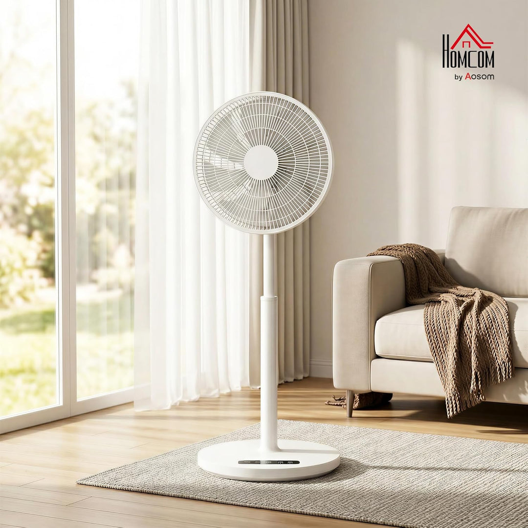 HOMCOM Standventilator, 85-108 cm Höhenverstellbar Bodenventilator mit 12 Geschwindigkeiten, DC Moto