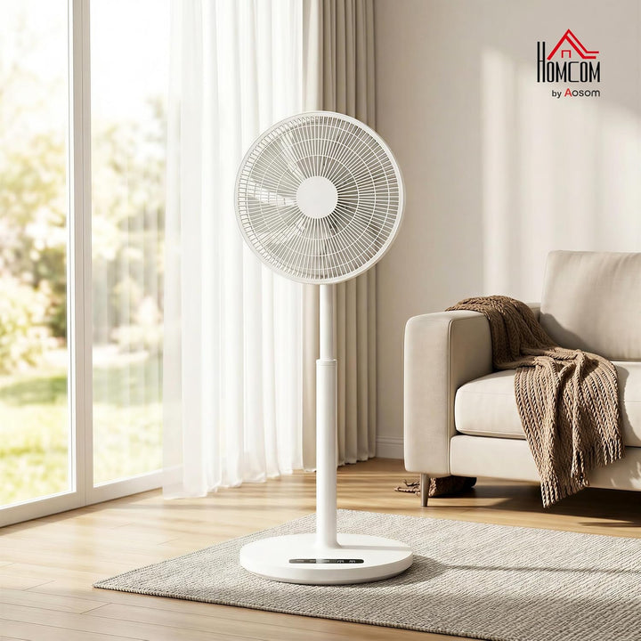 HOMCOM Standventilator, 85-108 cm Höhenverstellbar Bodenventilator mit 12 Geschwindigkeiten, DC Moto