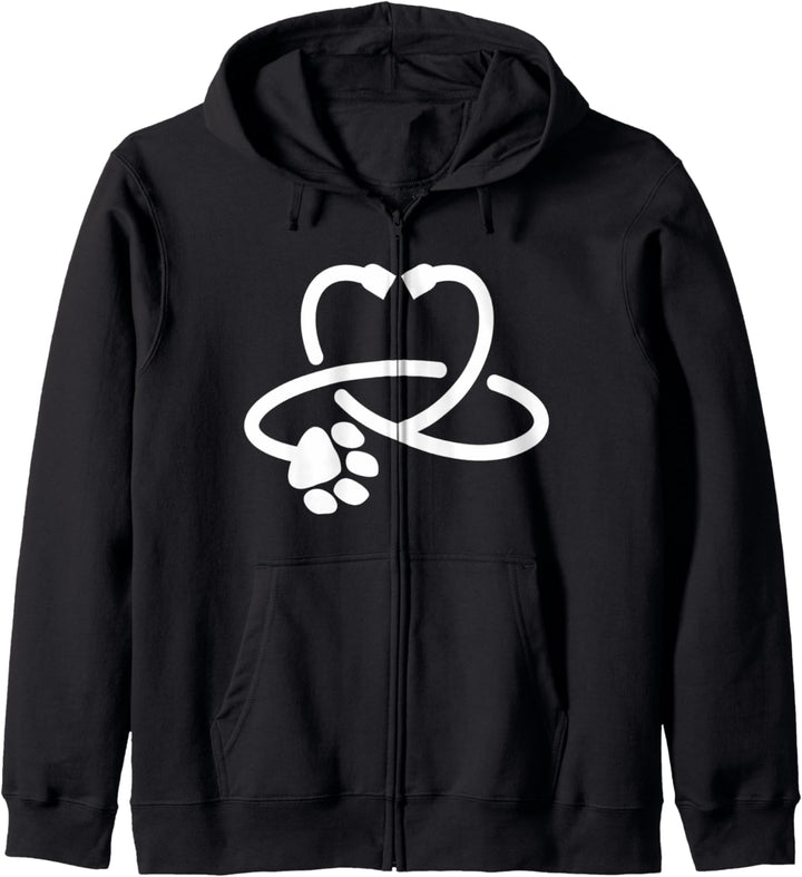 Tierarzt T-Shirt Herz Stethoskop Tier Pfote Kapuzenjacke