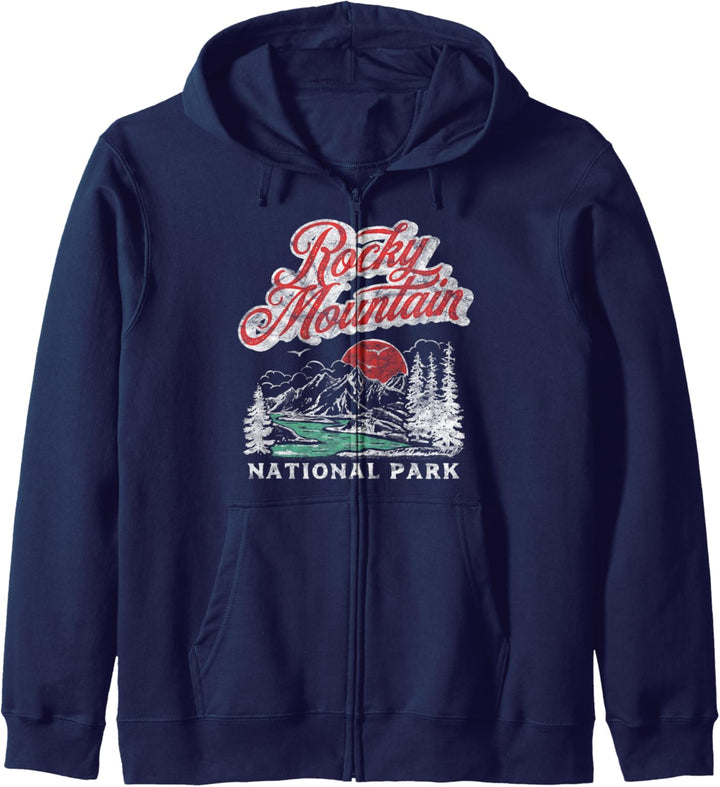 Rocky Mountain National Park Retro 80's Mountains Graphic Kapuzenjacke