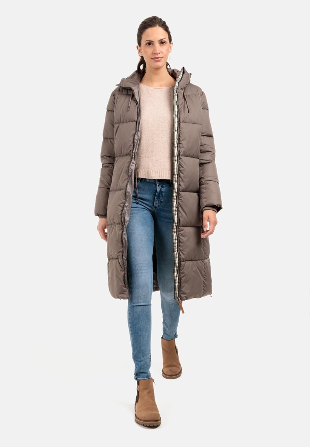 camel active Damen Steppmantel mit Kapuze 44 Braun, 44 Braun