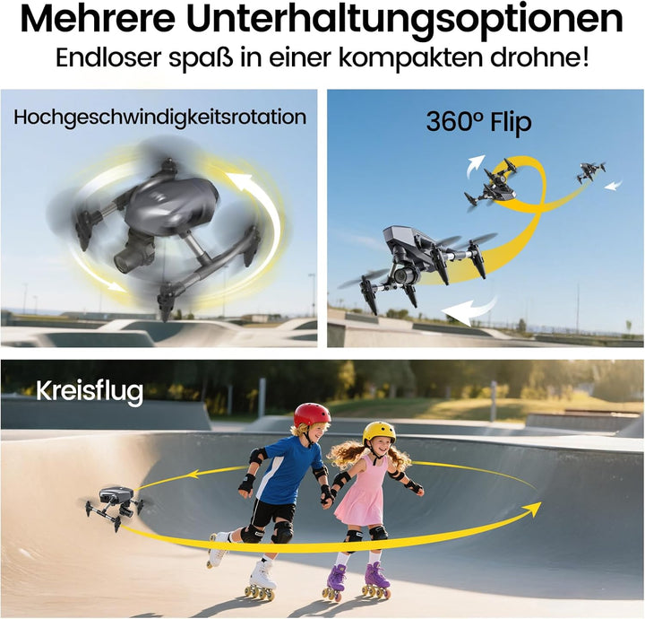 DEERC D21 Mini Drohne mit 1080P Kamera für Kinder, RC Quadcopter mit FPV Übertragung, 3 Batterien, O