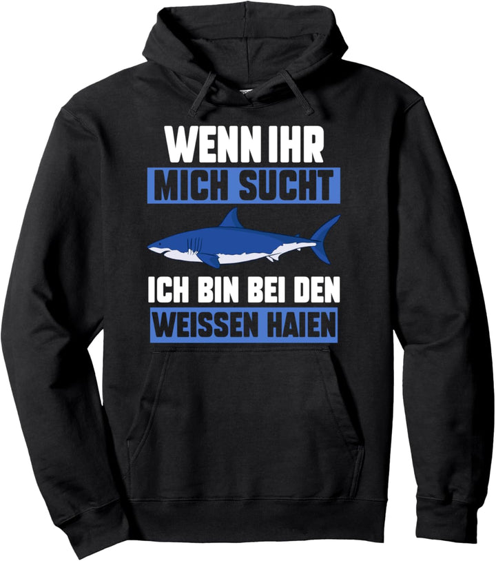 Weisser Hai Pullover Hoodie