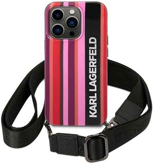 Karl Lagerfeld KLHCP14XSTSTP hülle für iPhone 14 Pro Max 6,7" hardcase rosa/pink Color Stripes Strap