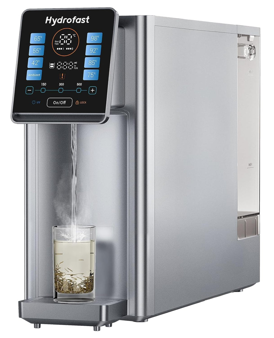 W100 UV Auftisch Umkehrosmoseanlage Wasserfilter, Heisswasserspender, Remineralisierung und pH-Gleic