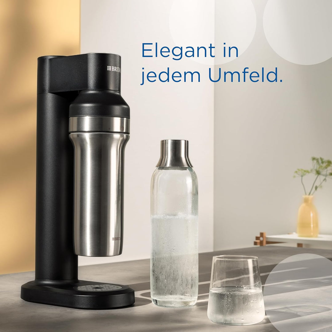 BRITA Glasflasche für sodaTRIO Wassersprudler (1l), 2er Pack Ersatzflaschen – leichte, elegante Wass
