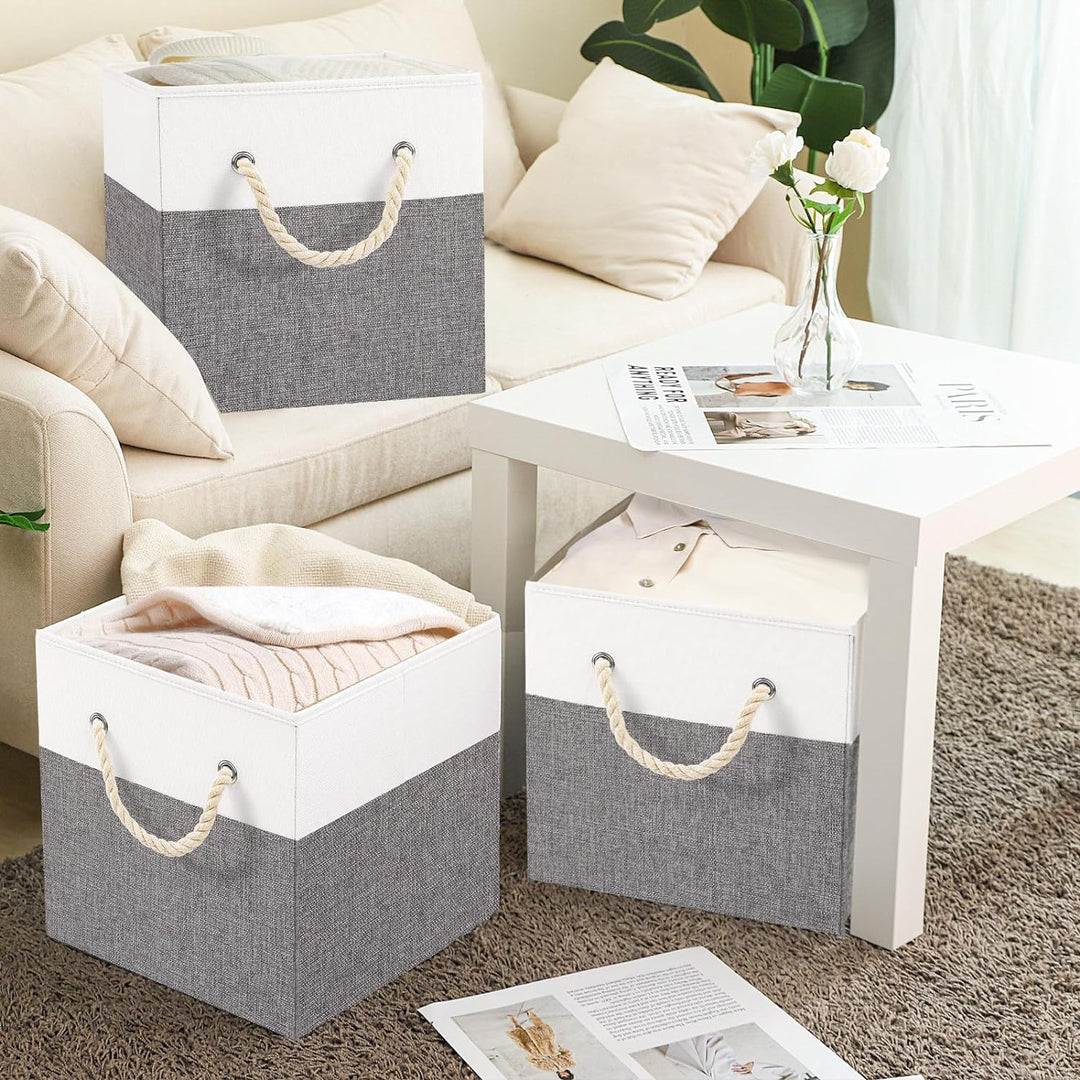 Yawinhe Aufbewahrungsbox, Faltbare Aufbewahrungsboxen ohne Deckel, Waschbare, Offene Stoffbox, für S