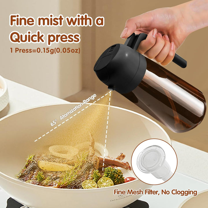 YARRAMATE 2 Stück 470ml Lichtblockierender dunkler Ölsprüher zum Kochen, 2-in-1 UV Schutz ölzerstäub