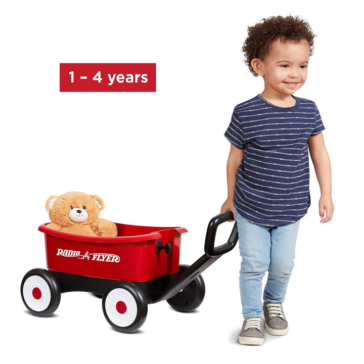 Radio Flyer Push & Pull Walker Kombi mit Teddybär, roter 2-in-1 Wagen für Kleinkinder, für 1–4 Jahre