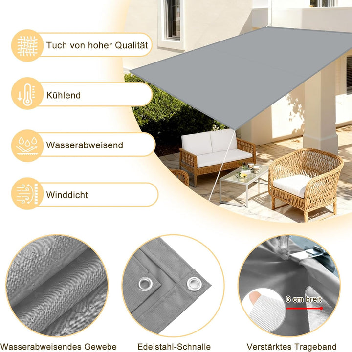 LOVE STORY Sonnenschutzt Sonnensegel,1x2m Rechteckig Schattennetz mit Ösen, Wasserdichter Polyester
