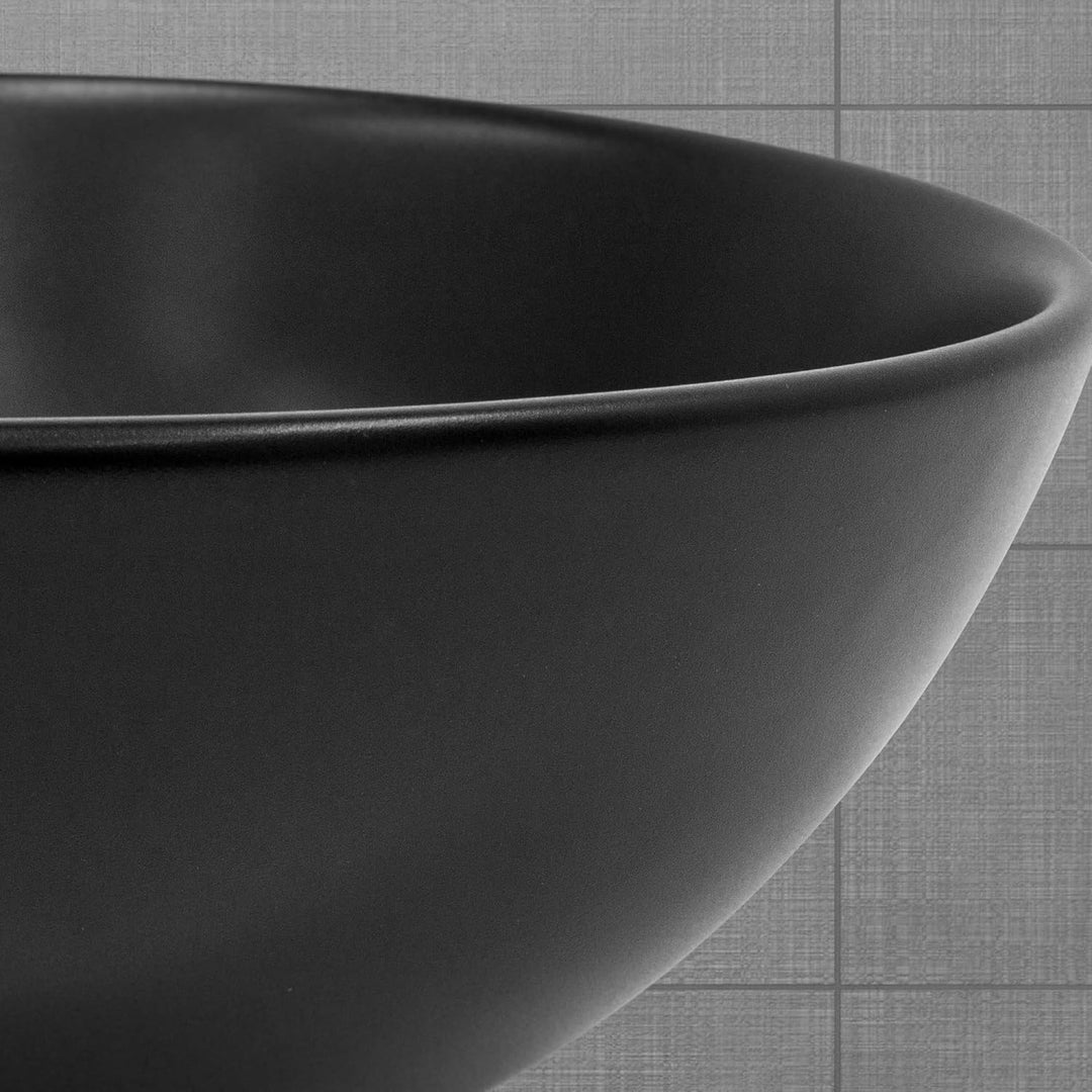 ML-Design Waschbecken aus Keramik in Schwarz matt Ø 280 x 150 mm, Runde Aufsatzwaschbecken, Moderne