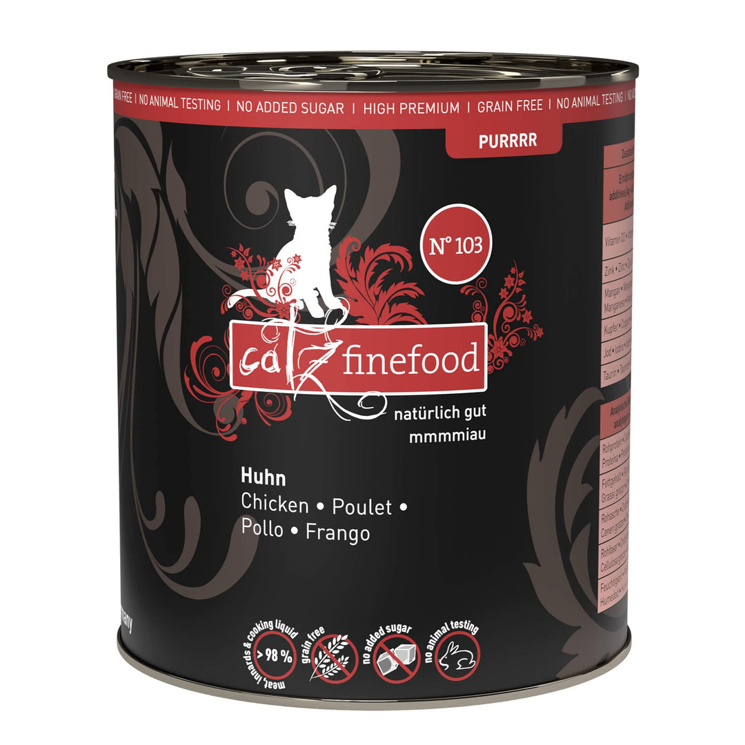 catz finefood Purrrr Huhn Monoprotein Katzenfutter nass N° 103, für ernährungssensible Katzen, 70% F