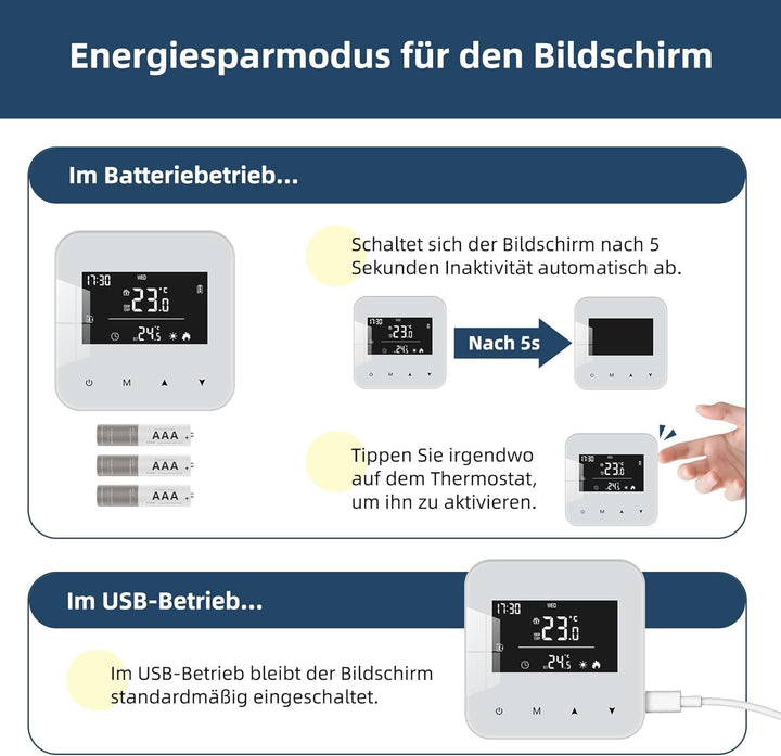 Beok Thermostat Heizung Digital, Programmierbarer Raumthermostat für Steuerung des Gaskessel und Was