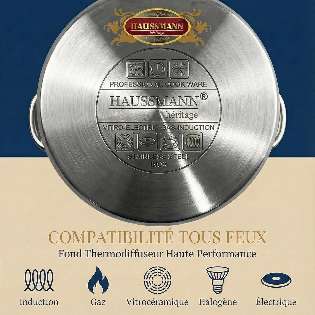 Haussmann Héritage 3 Stück Couscous-Töpfe Edelstahl Induktion HM-0827/8L (8 Liter) 8L/22cm, 8L/22cm