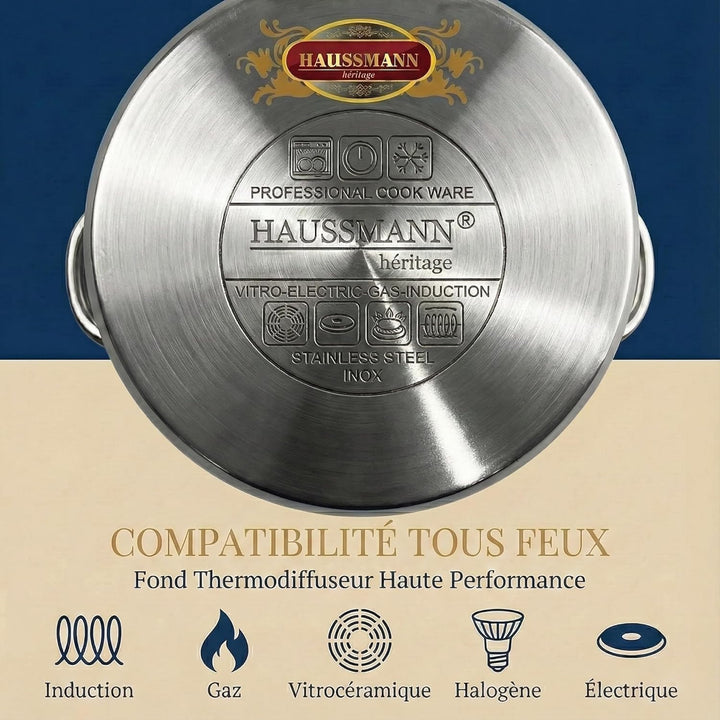 Haussmann Héritage 3 Stück Couscous-Töpfe Edelstahl Induktion HM-0827/8L (8 Liter) 8L/22cm, 8L/22cm