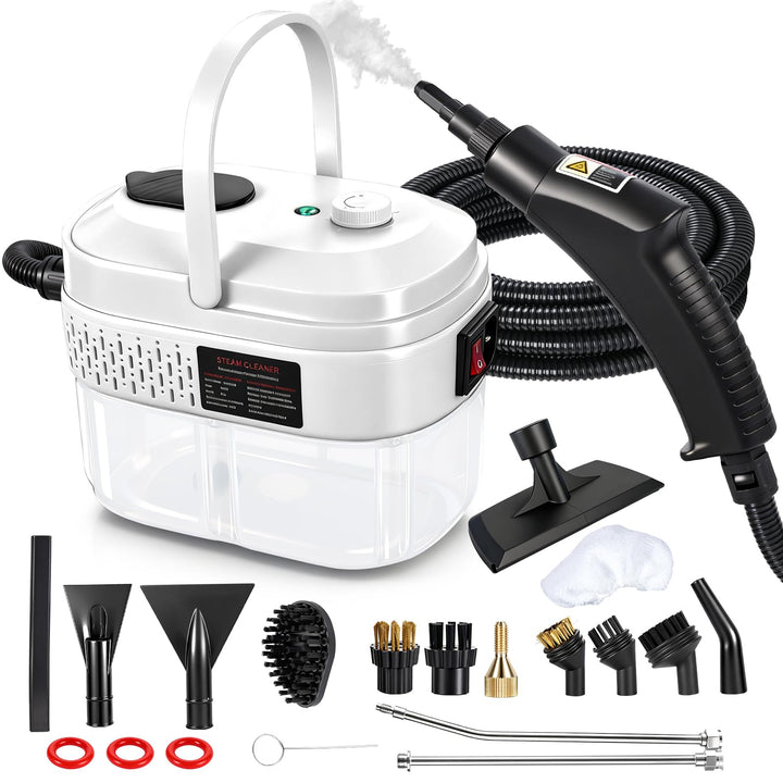 Dampfreiniger Handgerät mit 14 Zubehör, 1500W Mehrzweck Steam Cleaner, Dampfdruck 3Bar, Aufheizzeit