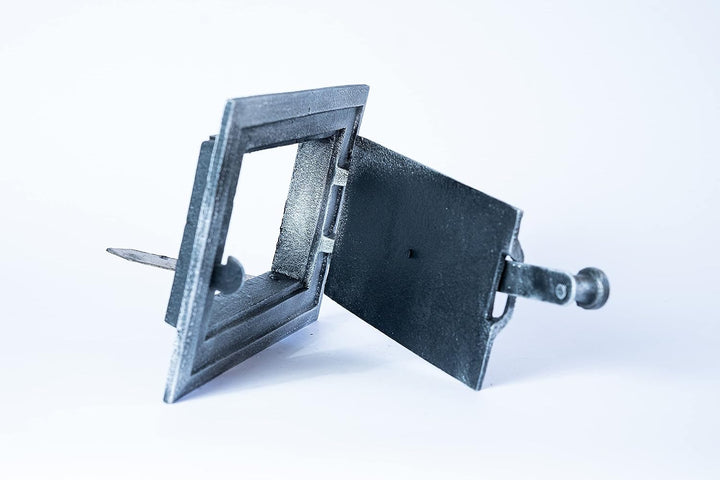 Euro Sezam - Altes Silber Ofentür aus Gusseisen - Massive dicke Ofentür - Pizzaofentür - DZ067 - Ein