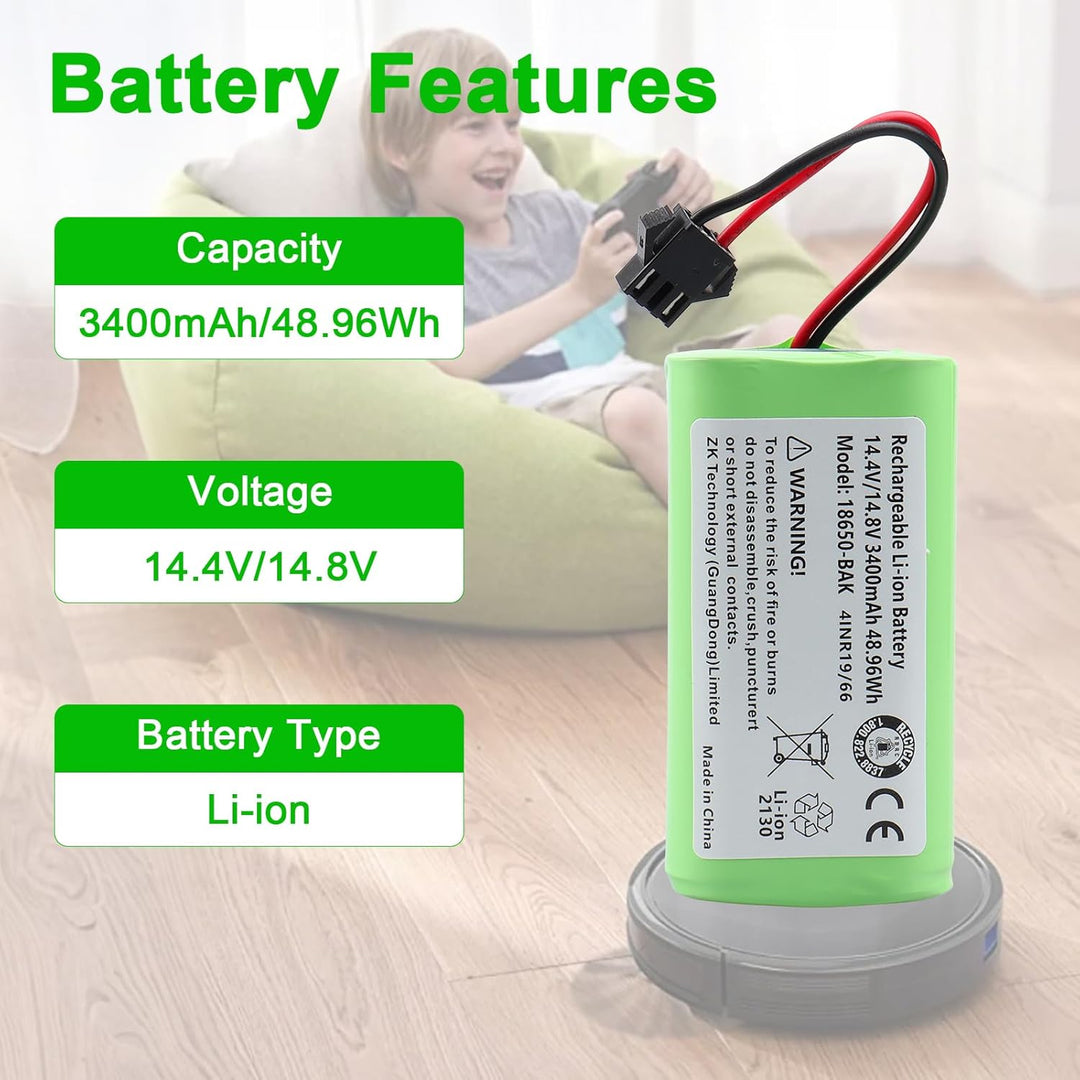 14.4V 3400mAh Ersatzakku für Eufy RoboVac 11 11S 11S MAX 12 15C 15C Max 25C Max 30 30C 30 Max 35C, f