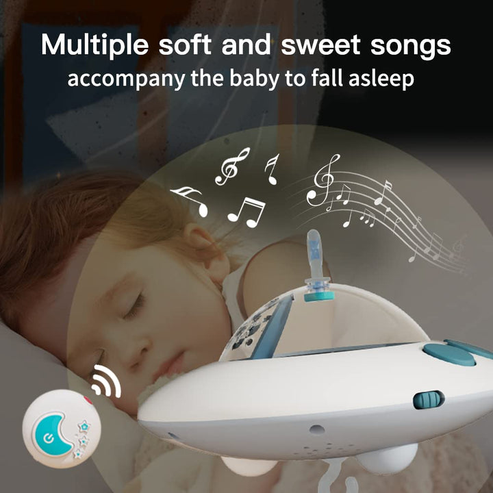 Eners Baby Mobile Babybett mit Musik und Lichtern, Bett Mädchen Junge mit Fernbedienung, Spieluhr，St