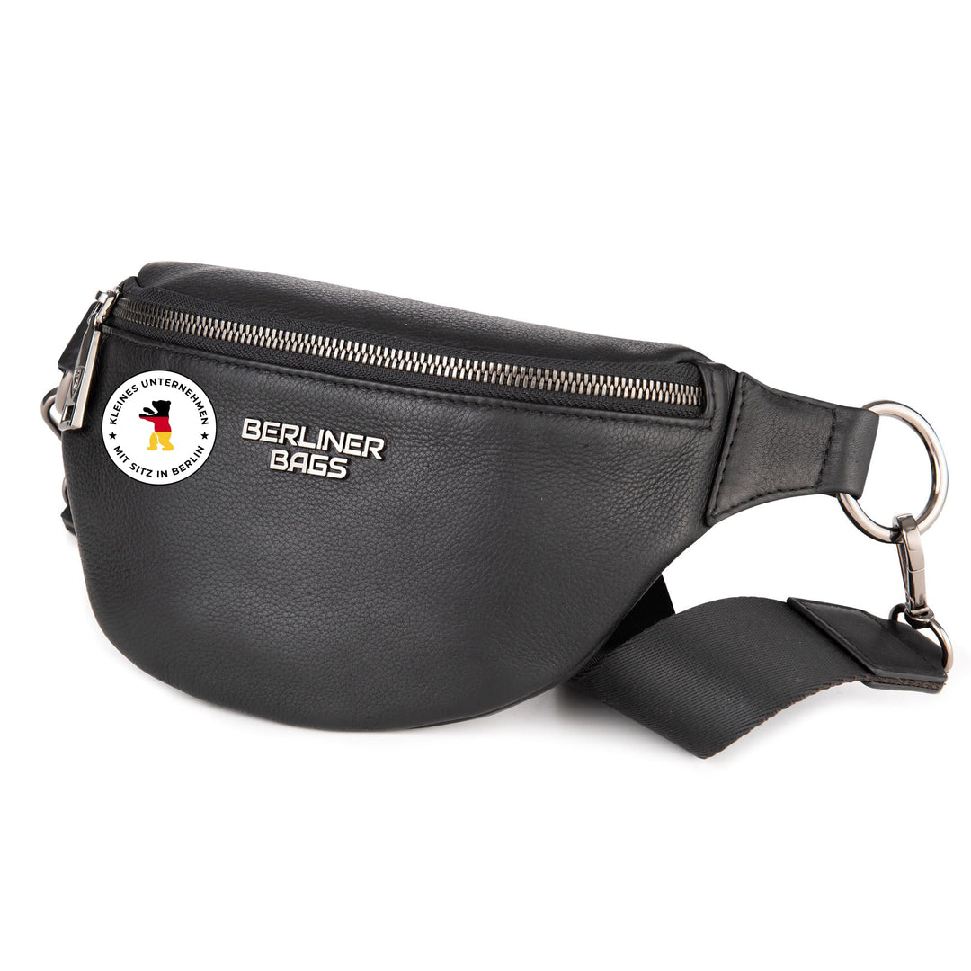 Berliner Bags Premium Bauchtasche Mona Fanny Pack aus Leder Umhängetasche Damen Herren (Schwarz), Sc