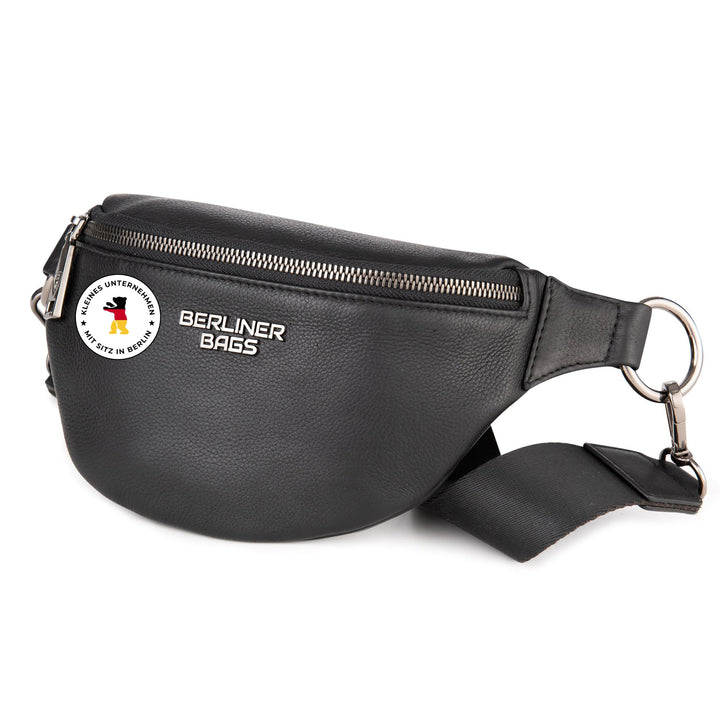 Berliner Bags Premium Bauchtasche Mona Fanny Pack aus Leder Umhängetasche Damen Herren (Schwarz), Sc
