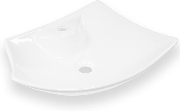 Art-of-Baan® Premium Waschbecken eckig - Hochglanz Aufsatzwaschbecken - Keramik-Becken für Waschtisc