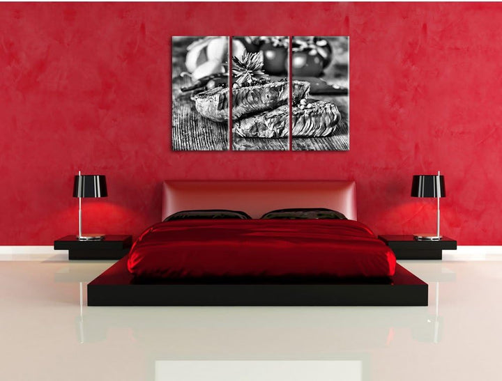 Pixxprint Saftiges Pfeffer Steak als Leinwandbild/Grösse: 3 Teilig (120x80) / Wandbild/Kunstdruck/fe