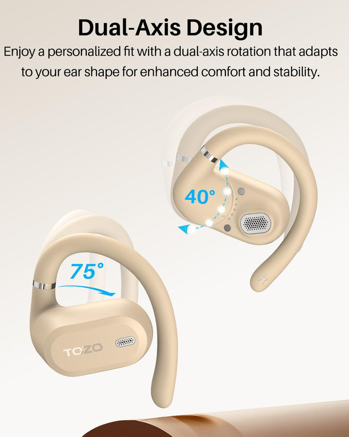 TOZO OpenWear Kabellose Bluetooth-Kopfhörer, ENC-Anrufe, 14,2mm Treiber, 38 Std Wiedergabe,LED-Anzei