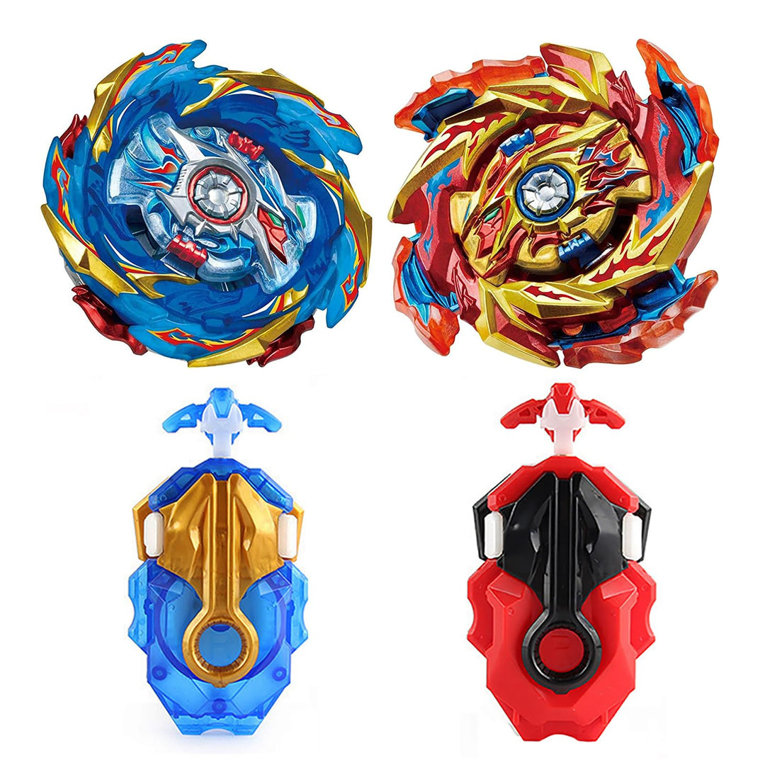 Gyros Turbo Set, 4D Metall Fusion Kampf Kreisel, Mit Battling Top Launcher, Geschenk-Sets,(B-174-1+B