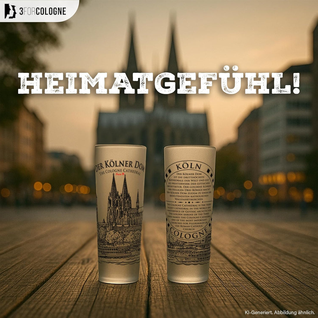 3forCologne Schnapsgläser 6,5cl | 6er Set | Kölner Dom| Pinnchen, Shotgläser, Tequila, Vodka, Obstle