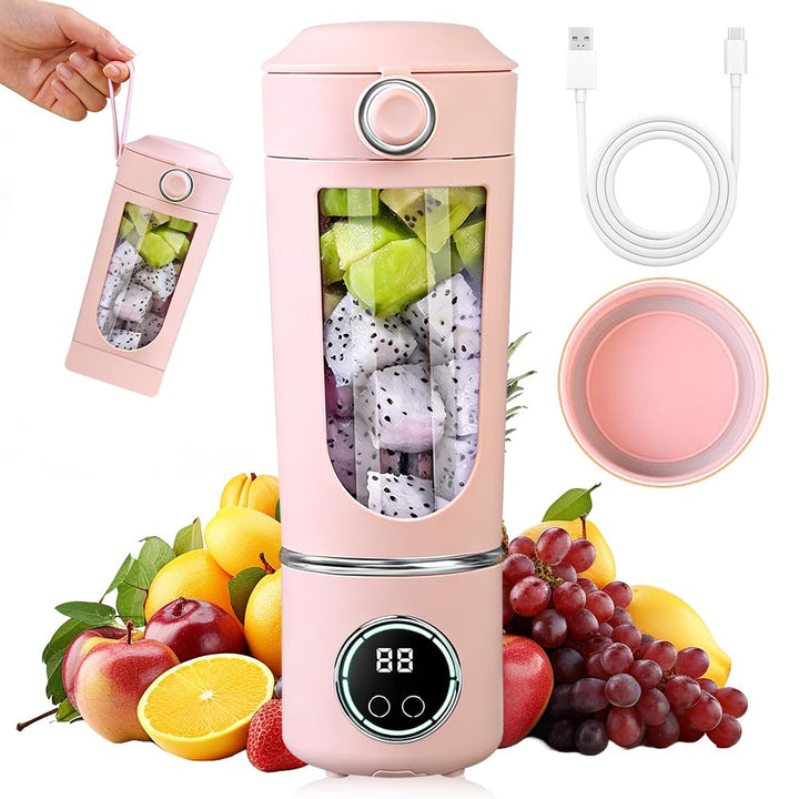 700 ML Tragbarer Mixer Smoothie Maker To Go, SGZIOO Portable Blender mit LED Display, 12 Klingen, Kl