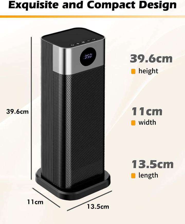 Heizlüfter Energiesparend, 2000W PTC Keramik Heizlüfter Room Heater mit Thermostat Fernbedienung 70°